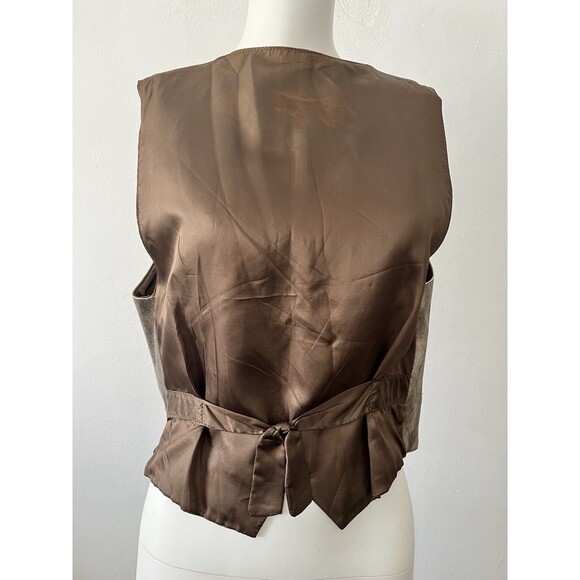 Pierre Balmain Paris Olive Green Rustic Distresssd Leather Vest Size 2 w/flaws - Picture 7 of 11